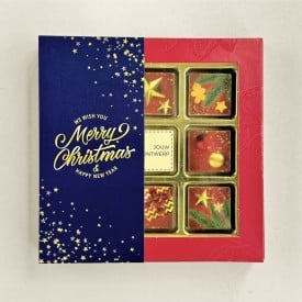 Giftbox chocolade Kerst - 9 blokjes - 1 blokje gepersonaliseerd