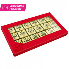 Chocoladeblokjes 18 - melk/wit - geschenkdoos - eigen logo - 198g