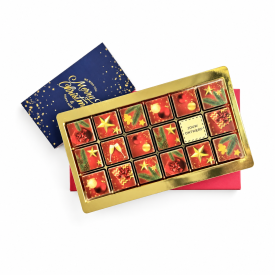 Chocolade Giftbox Kerst - 18 blokjes - 1 blokje met eigen logo