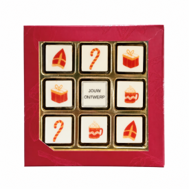 Chocolade Giftbox Sint - 9 blokjes - met eigen logoblokje