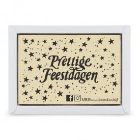 Chocolade kaart 13 x 9 cm Prettige Feestdagen-Puur/wit
