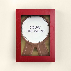 Chocolade medaille - melk/marsepein - eigen ontwerp - 175g