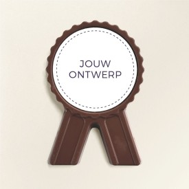 Chocolade medaille - melk/marsepein - eigen ontwerp - 175g