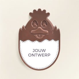 Chocolade paaskuiken - 175 gram - melk - eigen logo - in vensterdoos