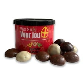 Chocolade Pepernoten in Blik-Zilver