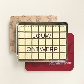 Chocolade wenskaart 35 logo bonbons - praliné - cadeaublik - eigen ontwerp - 402g