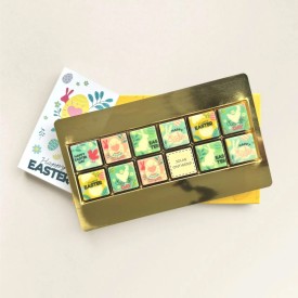 Chocoladeblokjes 12 Pasen & logo-Melk, wit