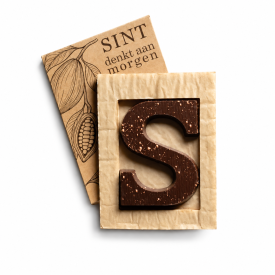 Chocoladeletter S - brons - puur - 135 gram - onbedrukt