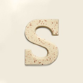 Chocoladeletter S - brons - wit - 135 gram - onbedrukt