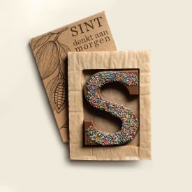 Chocoladeletter S - musket - 140 gram - onbedrukt