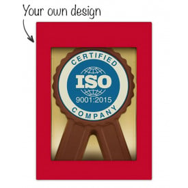 Chocolade medaille - melk/marsepein - eigen ontwerp - 175g