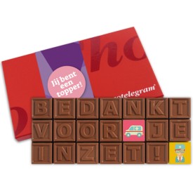 Chocotelegram® - 200 gram - melk en wit - bedankt voor je inzet!