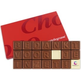 Chocotelegram® - 200 gram - melk en wit - bedankt voor je inzet!