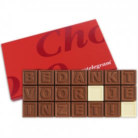 Chocotelegram® - 200 gram - melk en wit - bedankt voor je inzet!