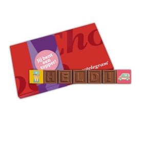 Chocotelegram® - 176 gram - melk en wit - held!