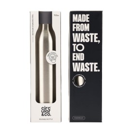 Circular&Co waterfles 750 ml - gerecycled RVS - thermos - schroefdop