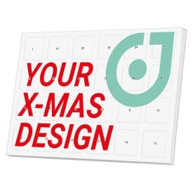 Bureau adventskalender met 24 chocolaatjes - Fairtrade - volledig bedrukt