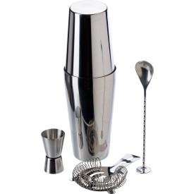 Cocktailset - RVS - 4-delig - in katoenen zakje