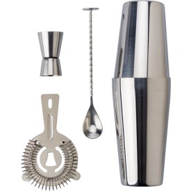 Cocktailset - RVS - 4-delig - in katoenen zakje