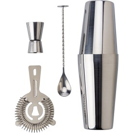 Cocktailset - RVS - 4-delig - in katoenen zakje