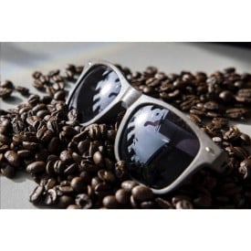 Coffee zonnebril - koffiedik en houtvezels - UV400 in kraft geschenkdoos