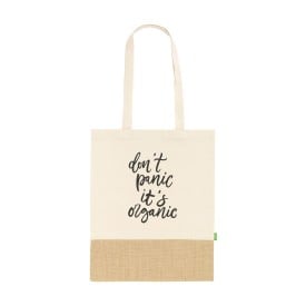 Combi Organic winkeltas naturel 8L - organisch katoen/jute - 160 g/m² - Oeko-tex - lange hengsels