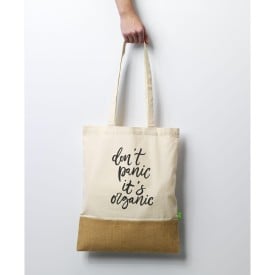 Combi Organic winkeltas naturel 8L - organisch katoen/jute - 160 g/m² - Oeko-tex - lange hengsels