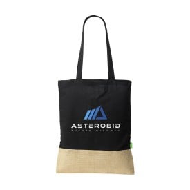 Combi Organic winkeltas zwart 8L - organisch katoen/jute - 160 g/m² - Oeko-tex - lange hengsels
