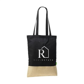 Combi Organic winkeltas zwart 8L - organisch katoen/jute - 160 g/m² - Oeko-tex - lange hengsels