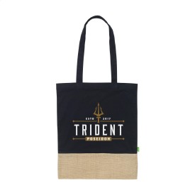 Combi Organic winkeltas zwart 8L - organisch katoen/jute - 160 g/m² - Oeko-tex - lange hengsels