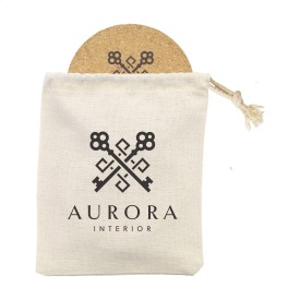 Coaster Set onderzetters - kurk - diameter 10cm - in pouch