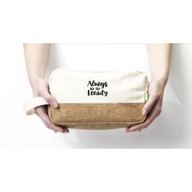 Eco CocCork toilettas - canvas en kurk - draaglus