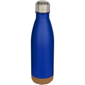 Cove 500 ml dubbelwandige vacuüm geïsoleerde roestvrijstalen waterfles met kurkdetails-Koningsblauw