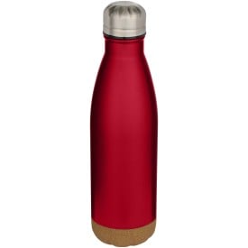 Cove 500 ml dubbelwandige vacuüm geïsoleerde roestvrijstalen waterfles met kurkdetails-Rood