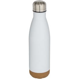 Cove 500 ml dubbelwandige vacuüm geïsoleerde roestvrijstalen waterfles met kurkdetails-Wit