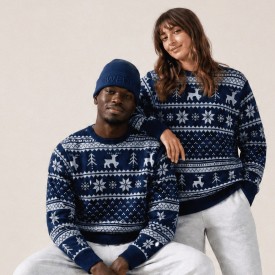 Custom made winter- en kersttrui - katoen - eigen ontwerp ingebreid