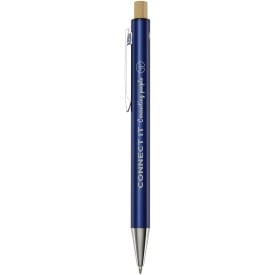 Cyrus balpen - gerecycled aluminium - blauwe inkt - bamboe drukknop