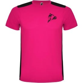 Detroit unisex sportshirt met korte mouwen-Fuchsia, zwart