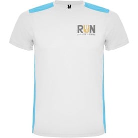 Detroit unisex sportshirt met korte mouwen-Wit, turquoise