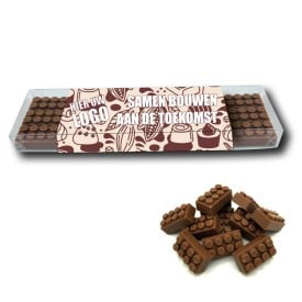 Doosje met 18 chocolade bouwblokjes-Melk
