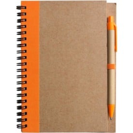Draadgebonden notitieboekje met balpen Stella-Oranje