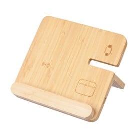 Draadloze oplader Tribu | Gerecycled bamboe | 3-in-1-Bruin