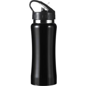 Drinkfles 600ml - RVS - fliptopdop met rietje