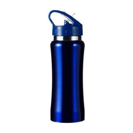 Drinkfles 600ml - RVS - fliptopdop met rietje