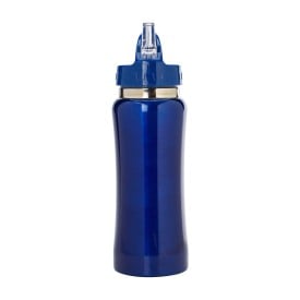 Drinkfles 600ml - RVS - fliptopdop met rietje