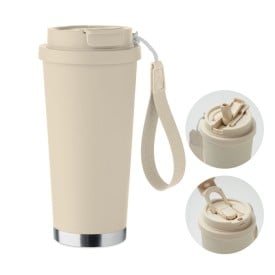Beker 500ml - recycled RVS - dubbelwandig - polsband