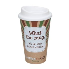 Dubbelwandige koffiebeker 350ml - kunststof - schroefdeksel met drinkopening