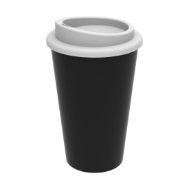 Dubbelwandige koffiebeker 350ml - kunststof - schroefdeksel met drinkopening