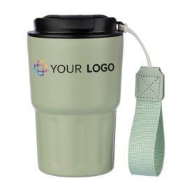Dubbelwandige mok Louisa 320ml - RVS - met draagband en deksel - kartonnen geschenkverpakking
