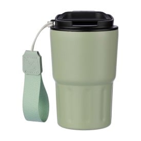 Dubbelwandige mok Louisa 320ml - RVS - met draagband en deksel - kartonnen geschenkverpakking